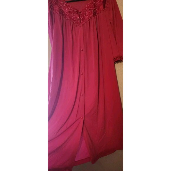 Lorraine Pink Lace Trim Embroidered Short Sleeve Breezy Classic Nightgown  Sz L - Picture 7 of 7